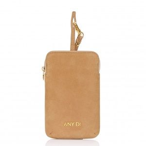 Suede tan Any Di wallet phone pouch purse carrier